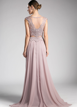 Beaded Lace Chiffon Dress