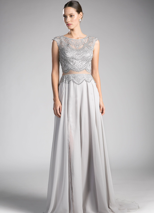Beaded Lace Chiffon Dress