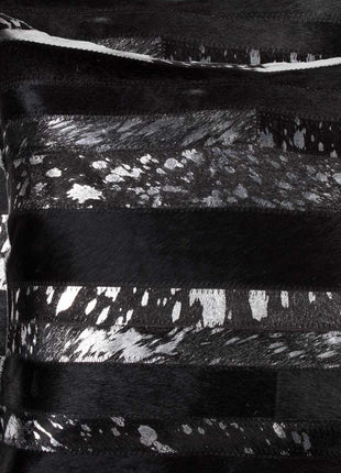 Set of Two 18" Gold and Black Cowhide Throw Pillows