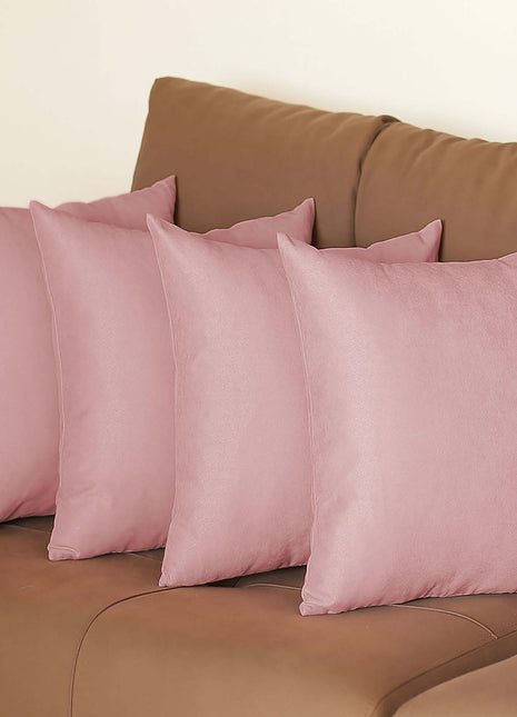 Set Of Four 18" X 18" Light Pink Polyester Zippered Pillow Cover