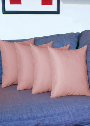 Set Of Four 18" X 18" Light Pink Polyester Zippered Pillow Cover