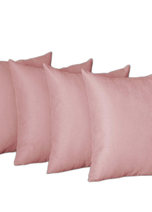 Set Of Four 18" X 18" Light Pink Polyester Zippered Pillow Cover