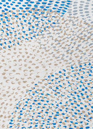 10' X 14' Ivory Blue And Taupe Polka Dot Washable Indoor Outdoor Area Rug