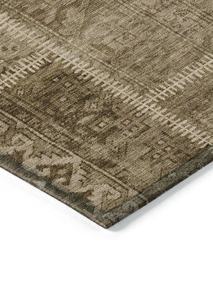 3' X 5' Brown And Beige Patchwork Washable Indoor Outdoor Area Rug