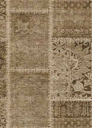 3' X 5' Brown And Beige Patchwork Washable Indoor Outdoor Area Rug