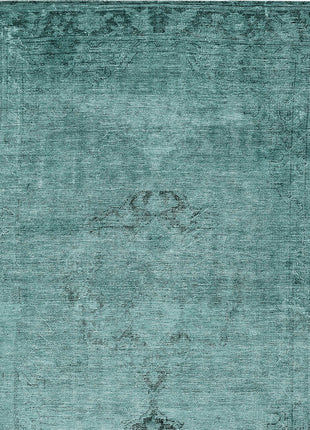 5' X 8' Teal Blue Turquoise And Charcoal Oriental Washable Indoor Outdoor Area Rug