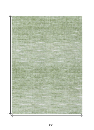 5' X 8' Artichoke Green And Green Abstract Washable Indoor Outdoor Area Rug