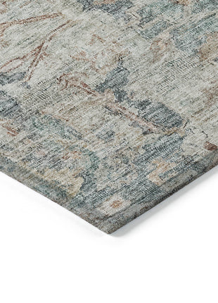 3' X 5' Green Blue And Gray Oriental Washable Indoor Outdoor Area Rug