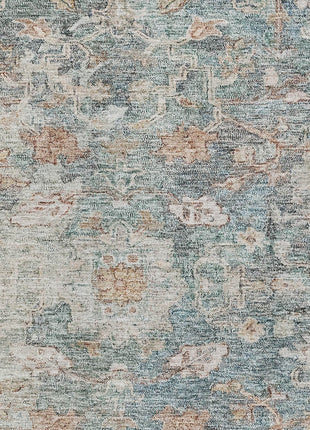 3' X 5' Green Blue And Gray Oriental Washable Indoor Outdoor Area Rug