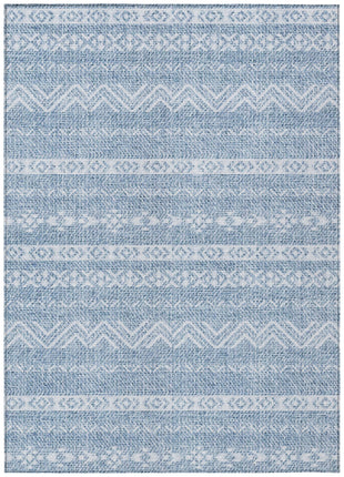 3' X 5' Blue And Denim Blue Southwestern Washable Indoor Outdoor Area Rug