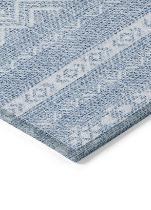 3' X 5' Blue And Denim Blue Southwestern Washable Indoor Outdoor Area Rug