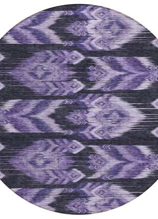 8' Purple Lavender And Plum Round Southwestern Washable Indoor Outdoor Area Rug