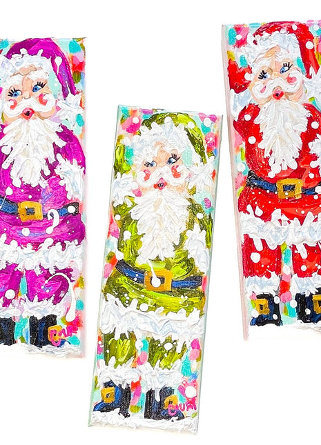 Turquoise Vintage Santa Original Painting