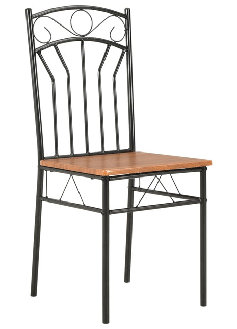 vidaXL Dining Chairs Wood Top Metal Frame Seating for Dining Room Brown MDF