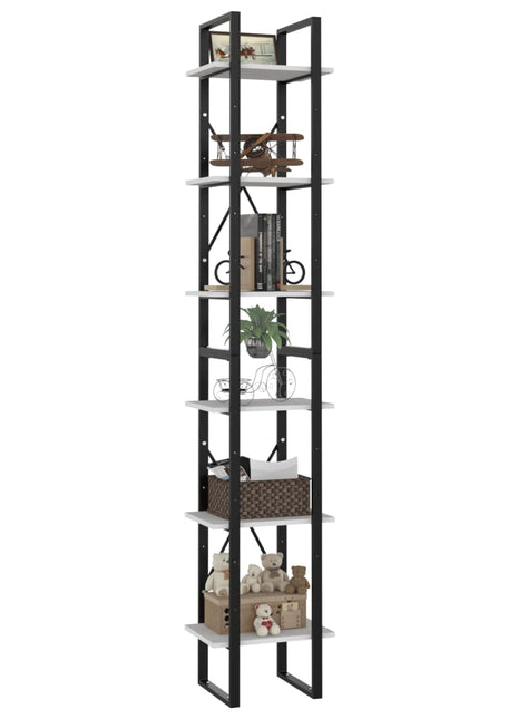 vidaXL 6-Tier Book Cabinet White 15.7"x11.8"x82.7" Engineered Wood