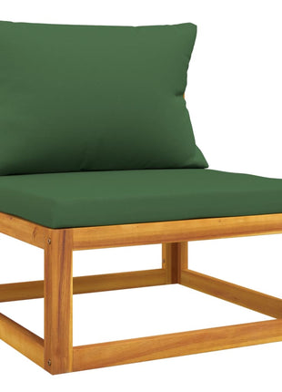 vidaXL 7 Piece Patio Lounge Set with Green Cushions Solid Wood