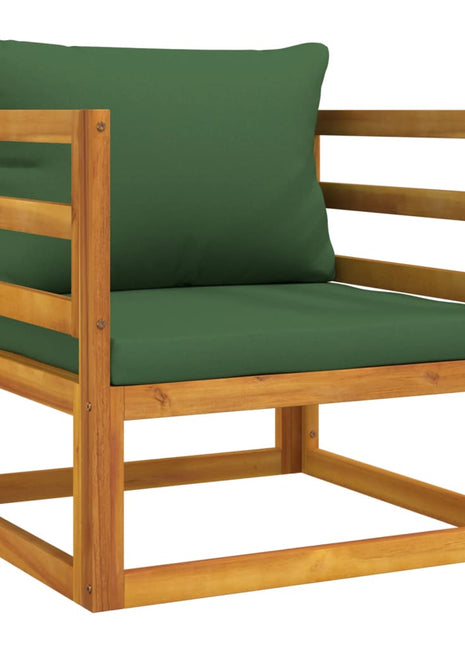 vidaXL 7 Piece Patio Lounge Set with Green Cushions Solid Wood