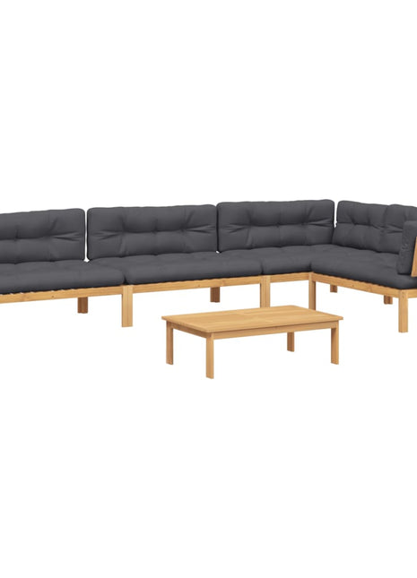 vidaXL 5 Piece Patio Pallet Sofa Set with Cushions Solid Wood Acacia