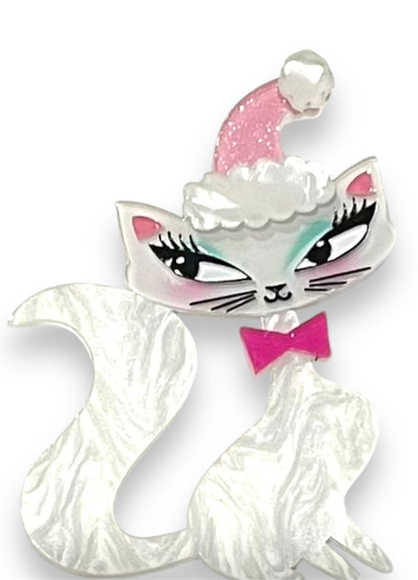 Swanky Pinkmas Kitty Brooch by Miss Fluff x Lipstick & Chrome