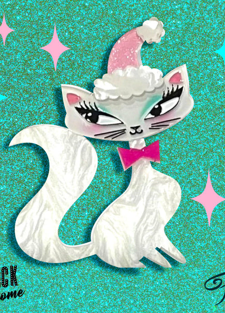 Swanky Pinkmas Kitty Brooch by Miss Fluff x Lipstick & Chrome