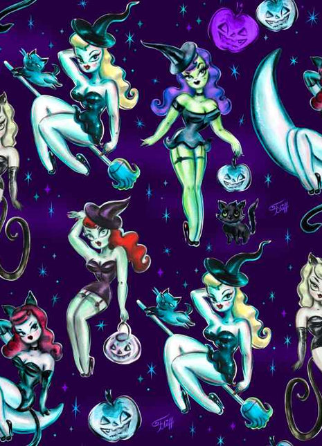 "Vintage Witches" Dark Leggings by Miss Fluff x Lipstick & Chrome