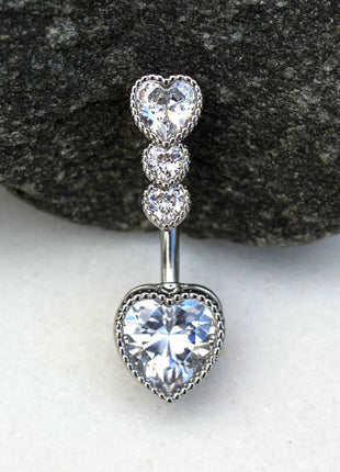 316L Stainless Steel Cascading Heart Navel Ring