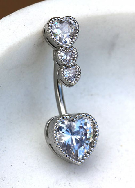 316L Stainless Steel Cascading Heart Navel Ring