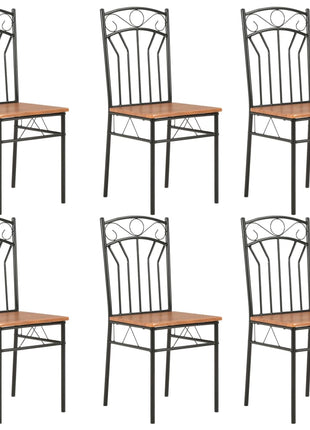 vidaXL Dining Chairs Wood Top Metal Frame Seating for Dining Room Brown MDF