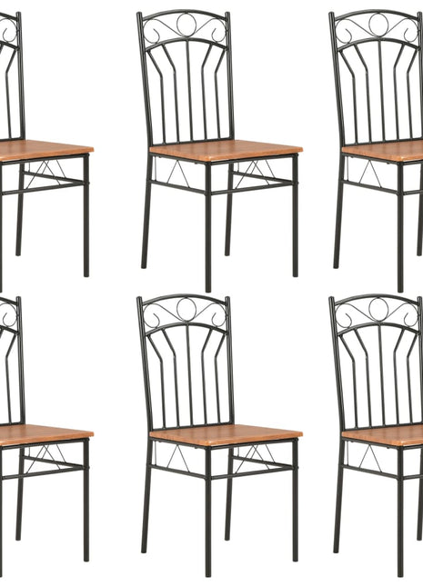 vidaXL Dining Chairs Wood Top Metal Frame Seating for Dining Room Brown MDF